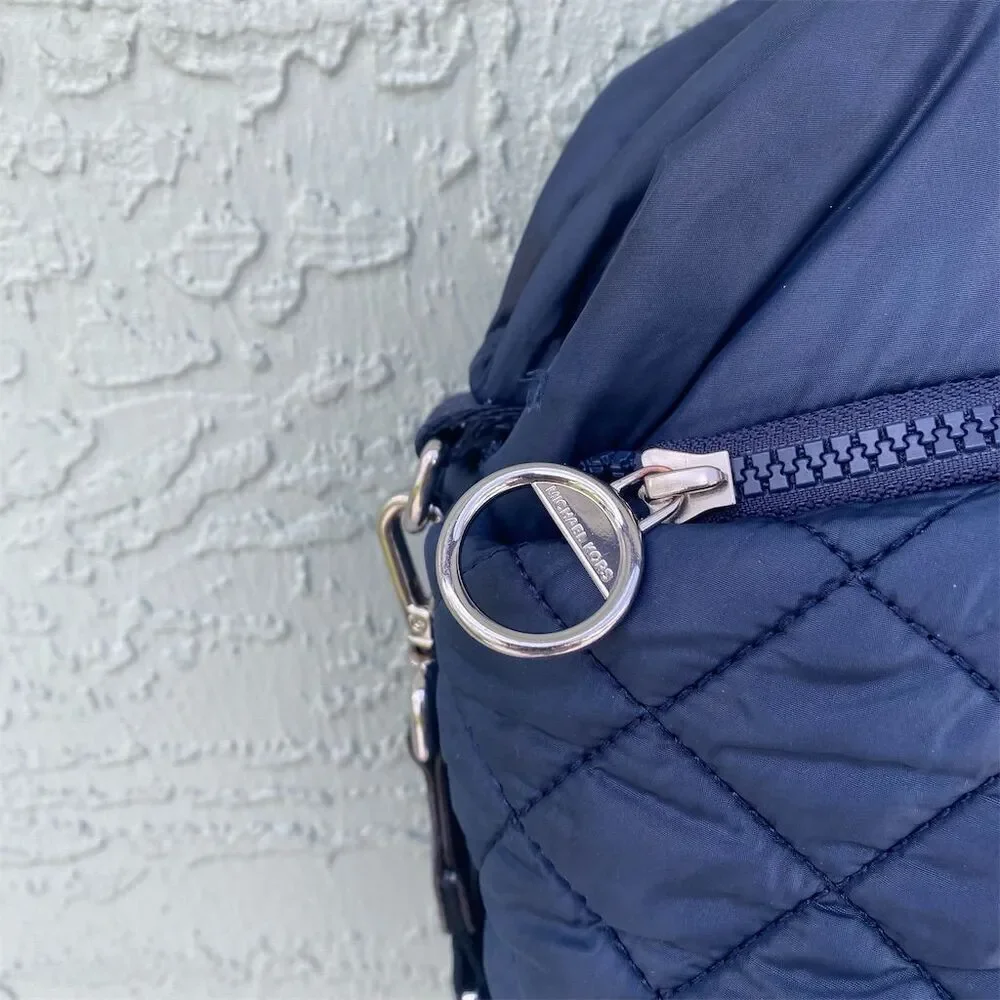 Michael Kors Roberts Large Navy Quilted Gym Tote Bag Double Handles